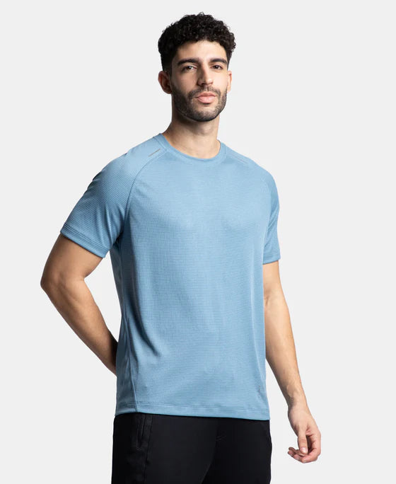 #MV16 Lightweight Microfiber Solid Round Neck Half Sleeve T-Shirt with Breathable Mesh