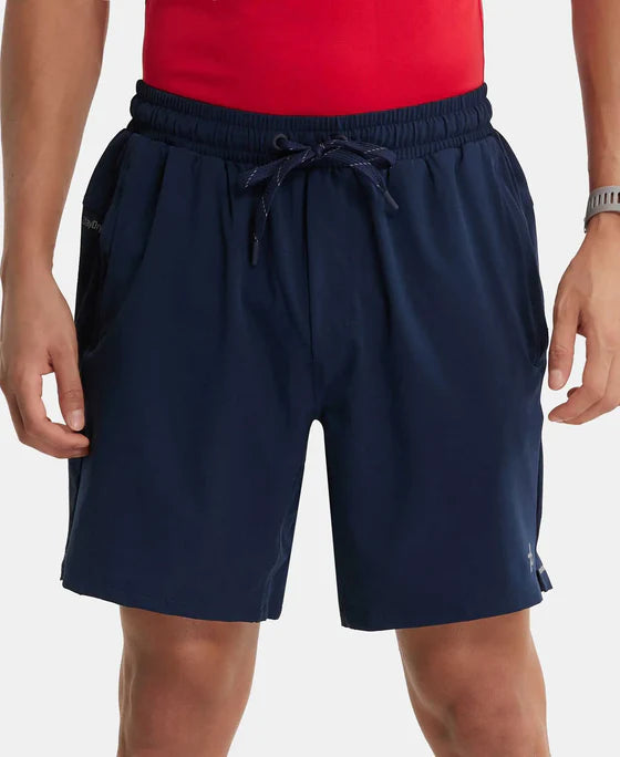 #MV20 Recycled Microfiber Elastane Stretch Solid Shorts with Zipper Pockets and StayFresh Treatmen