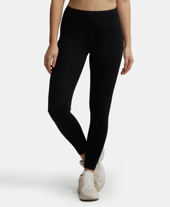 #MW12Tactel Microfiber Elastane Stretch Performance Leggings with Broadwaistband & Side Pockets