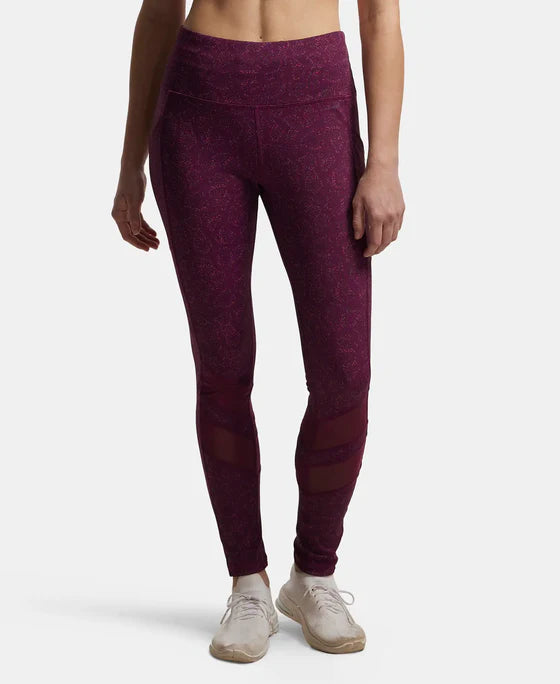 # MW38 Microfiber Elastane Stretch Performance Leggings with Breathable Mesh