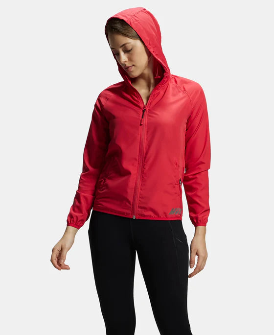 #MW50Microfiber Fabric Relaxed Fit Raglan Styled Water Resistant Hoodie Jacket