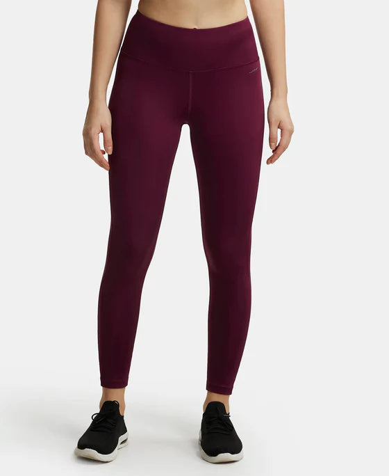 #MW68 Microfiber Elastane Stretch Performance 7/8th Leggings with Broadwaistband & Back Pocket