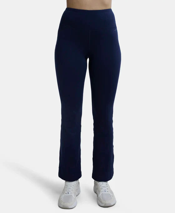 #MW77 Microfiber Elastane Stretch Regular Fit Flared Pants with StayFresh Treatment