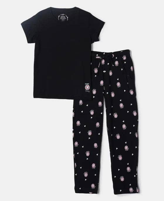 #RG12 Girl's Super Combed Cotton Short Sleeve T-Shirt and Printed Pyjama Set