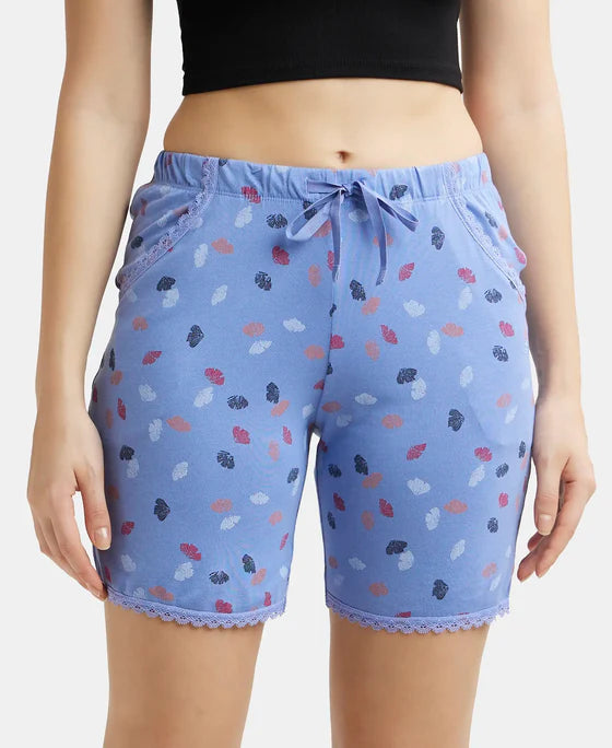 #RX10 Micro Modal Cotton Relaxed Fit Printed Shorts with Side Pockets -
