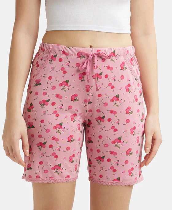 #RX10 Micro Modal Cotton Relaxed Fit Printed Shorts with Side Pockets -