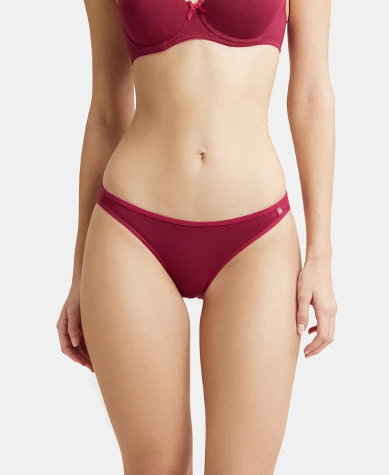 #SS02 Super Combed Cotton Elastane Stretch Low Waist Bikini With Concealed Waistband and StayFresh Treatment