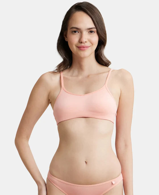#SS12 Wirefree Non Padded Super Combed Cotton Elastane Stretch Full Coverage Beginners Bra with Adjustable Straps