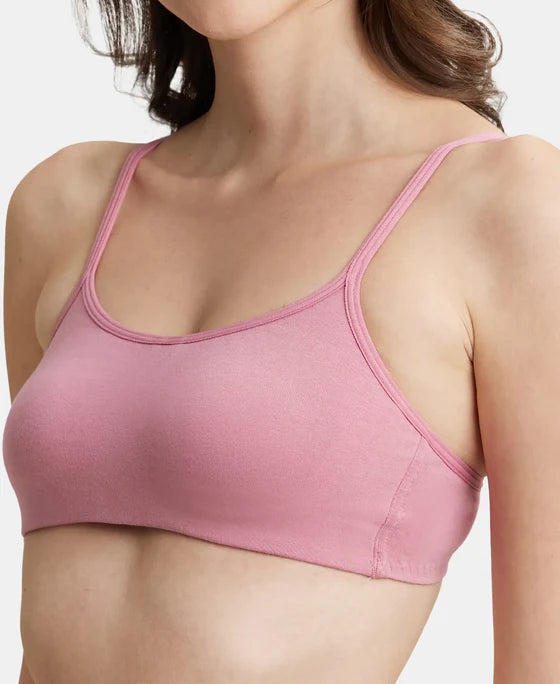 #SS12 Wirefree Non Padded Super Combed Cotton Elastane Stretch Full Coverage Beginners Bra with Adjustable Straps