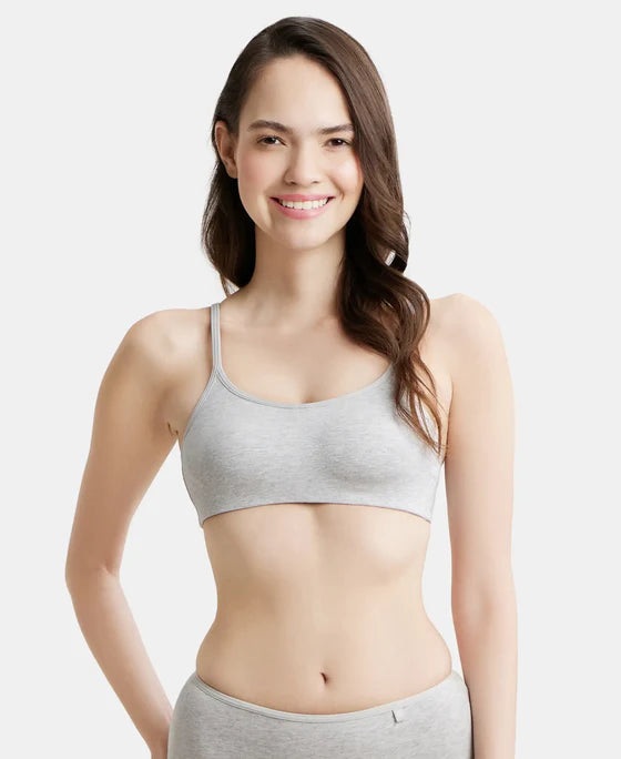 #SS12 Wirefree Non Padded Super Combed Cotton Elastane Stretch Full Coverage Beginners Bra with Adjustable Straps