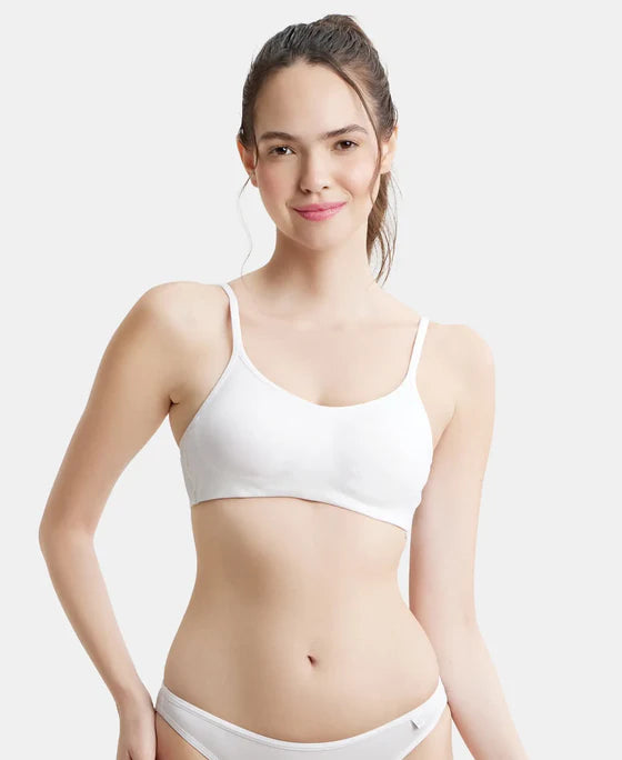 #SS12 Wirefree Non Padded Super Combed Cotton Elastane Stretch Full Coverage Beginners Bra with Adjustable Straps