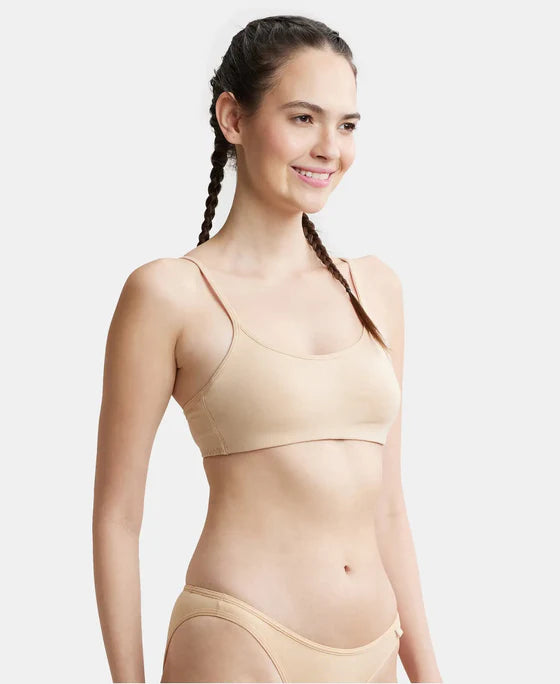 #SS12 Wirefree Non Padded Super Combed Cotton Elastane Stretch Full Coverage Beginners Bra with Adjustable Straps