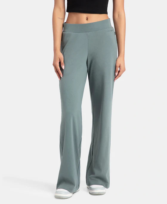 #U102 Super Combed Cotton Rich Relaxed Fit Wide Leg Pants with Zipper Pockets