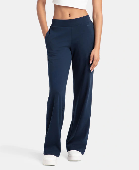 #U102 Super Combed Cotton Rich Relaxed Fit Wide Leg Pants with Zipper Pockets