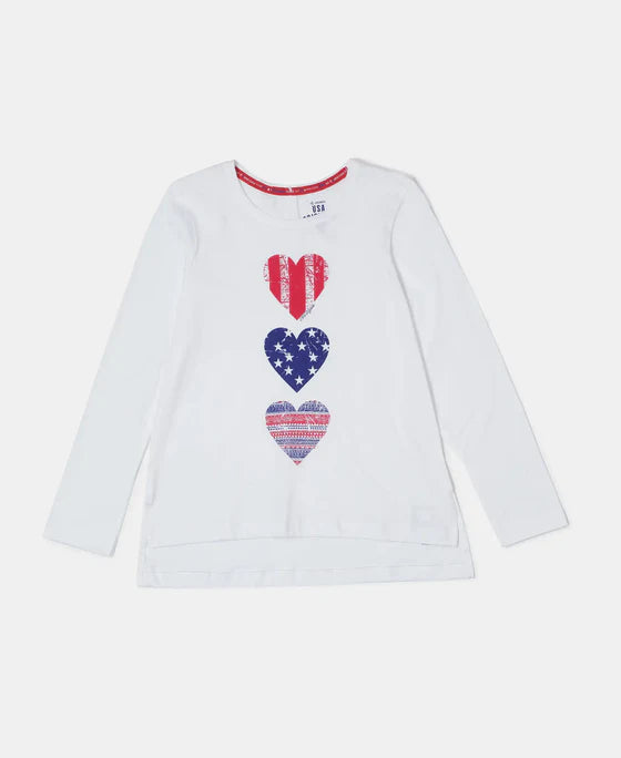 #UG11 Girl's Super Combed Cotton Graphic Printed Full Sleeve T-Shirt -