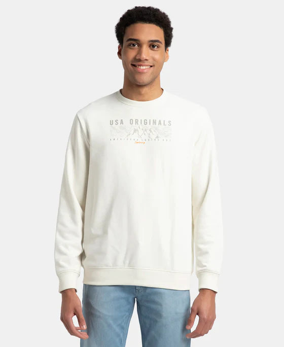 #UM51 Super Combed Cotton Rich French Terry Printed Sweatshirt with Ribbed Cuffs