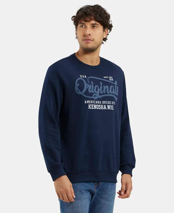 #UM51 Super Combed Cotton Rich French Terry Printed Sweatshirt with Ribbed Cuffs