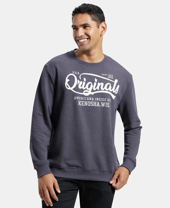 #UM51 Super Combed Cotton Rich French Terry Printed Sweatshirt with Ribbed Cuffs