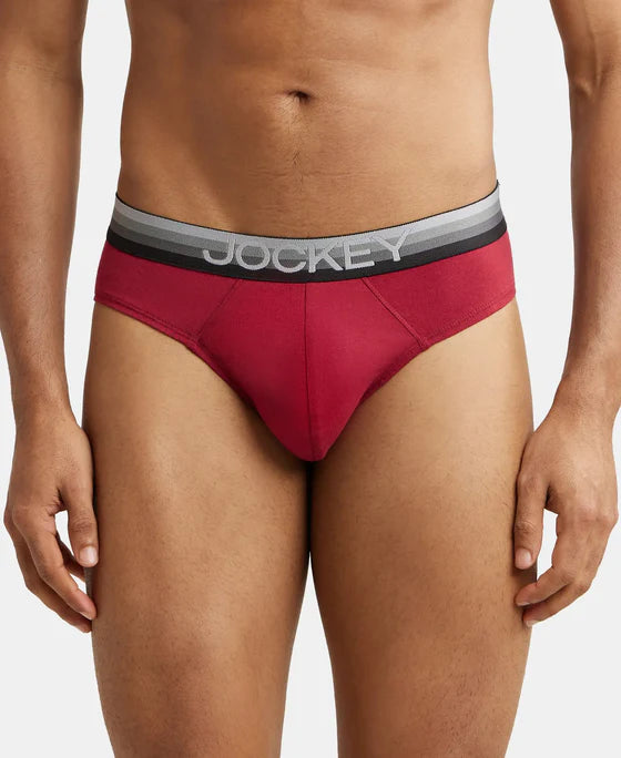 #US07 Super Combed Cotton Elastane Stretch Solid Brief with Ultrasoft Waistband -
