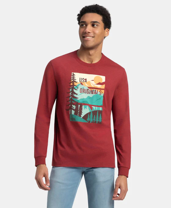 #US82 Super Combed Cotton Rich Graphic Printed Round Neck Full Sleeve T-Shirt