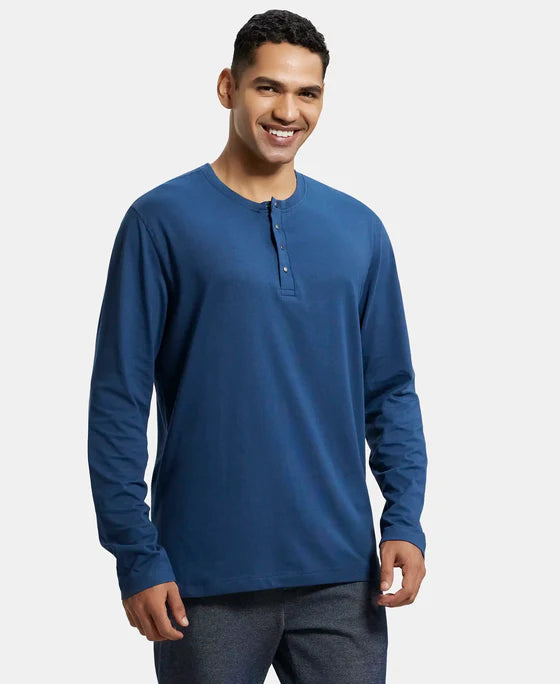 #US87 Super Combed Cotton Rich Solid Full Sleeve Henley T-Shir
