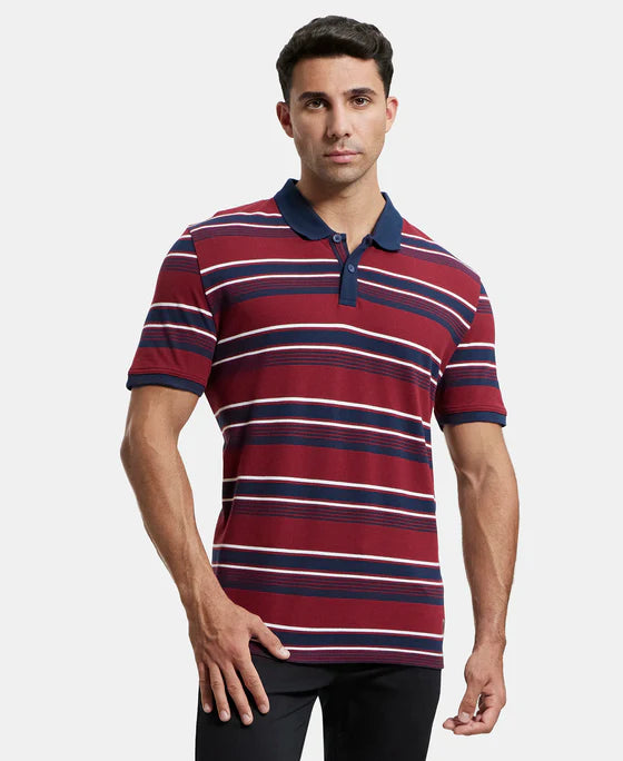#US93 Super Combed Cotton Rich Striped Polo T-Shirt