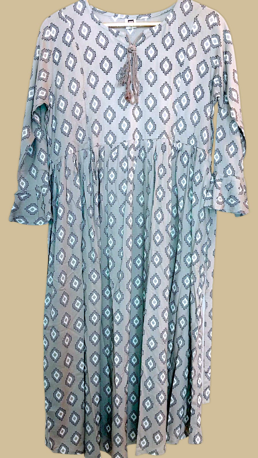 MEE MEE Orange Printed Rayon Maternity Dress – Stylish, Comfortable & Nursing-Friendly
