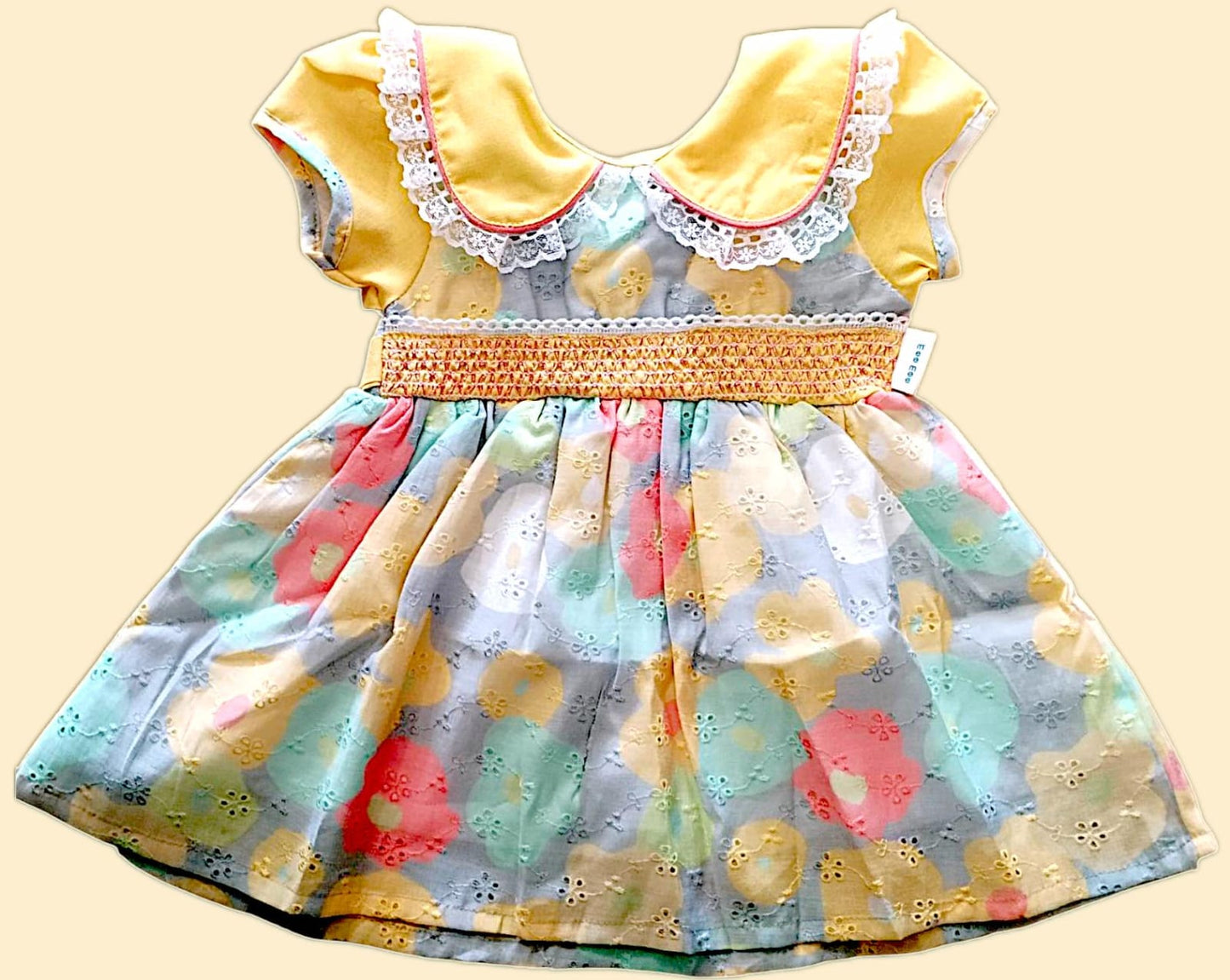 Mustard Yellow Dress with Cuffed Sleeves
