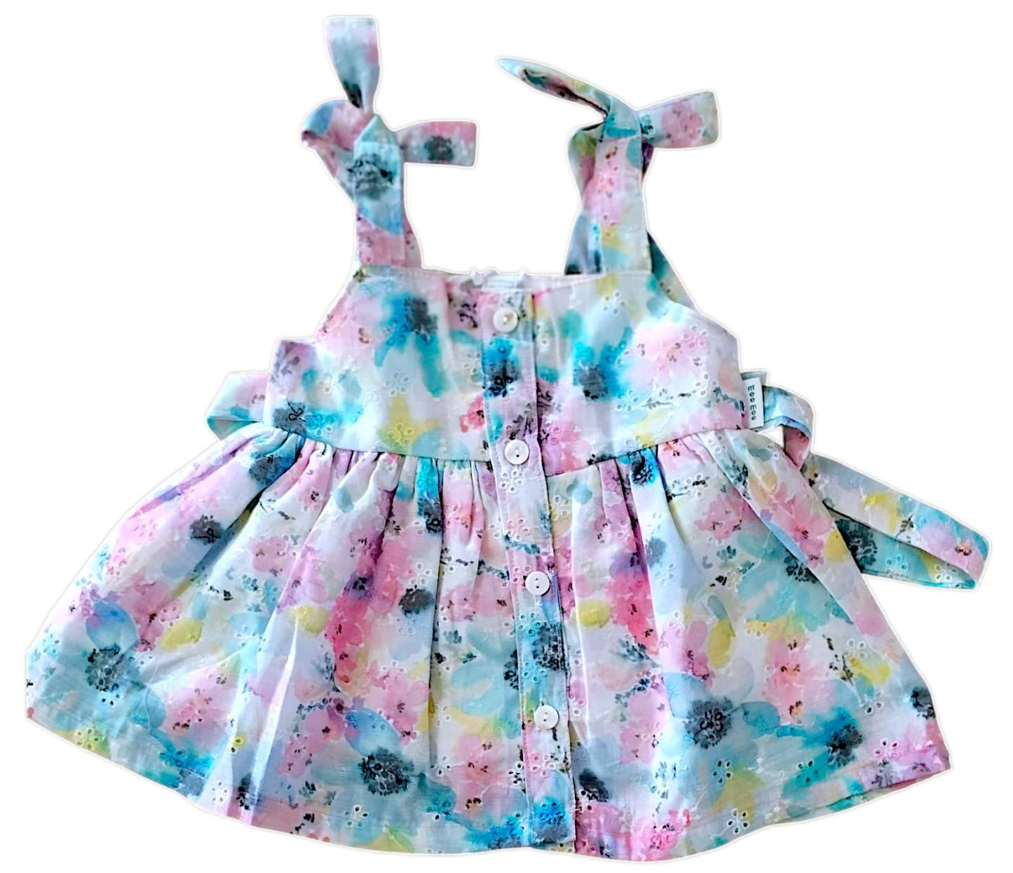Mee Mee Girls' Pink Cotton Dress – Embroidered & Ruffled Design