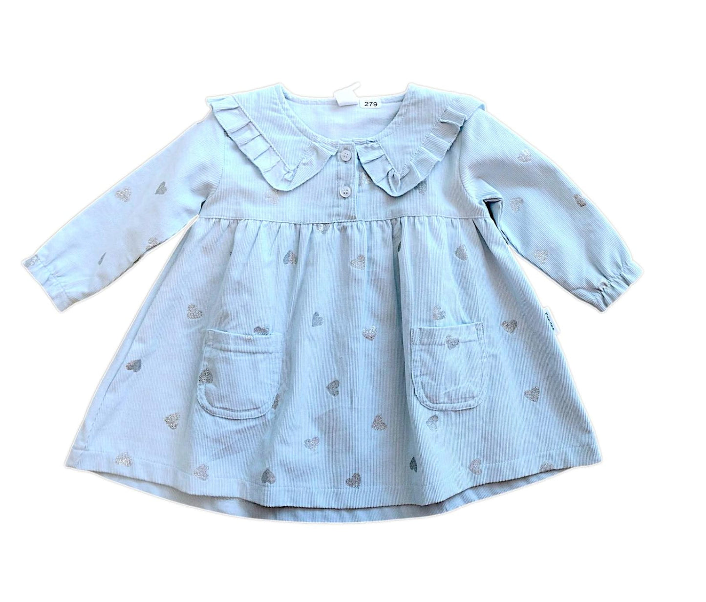 Meemee Navy Cotton Frock for Baby Girls with Pink Floral Pattern