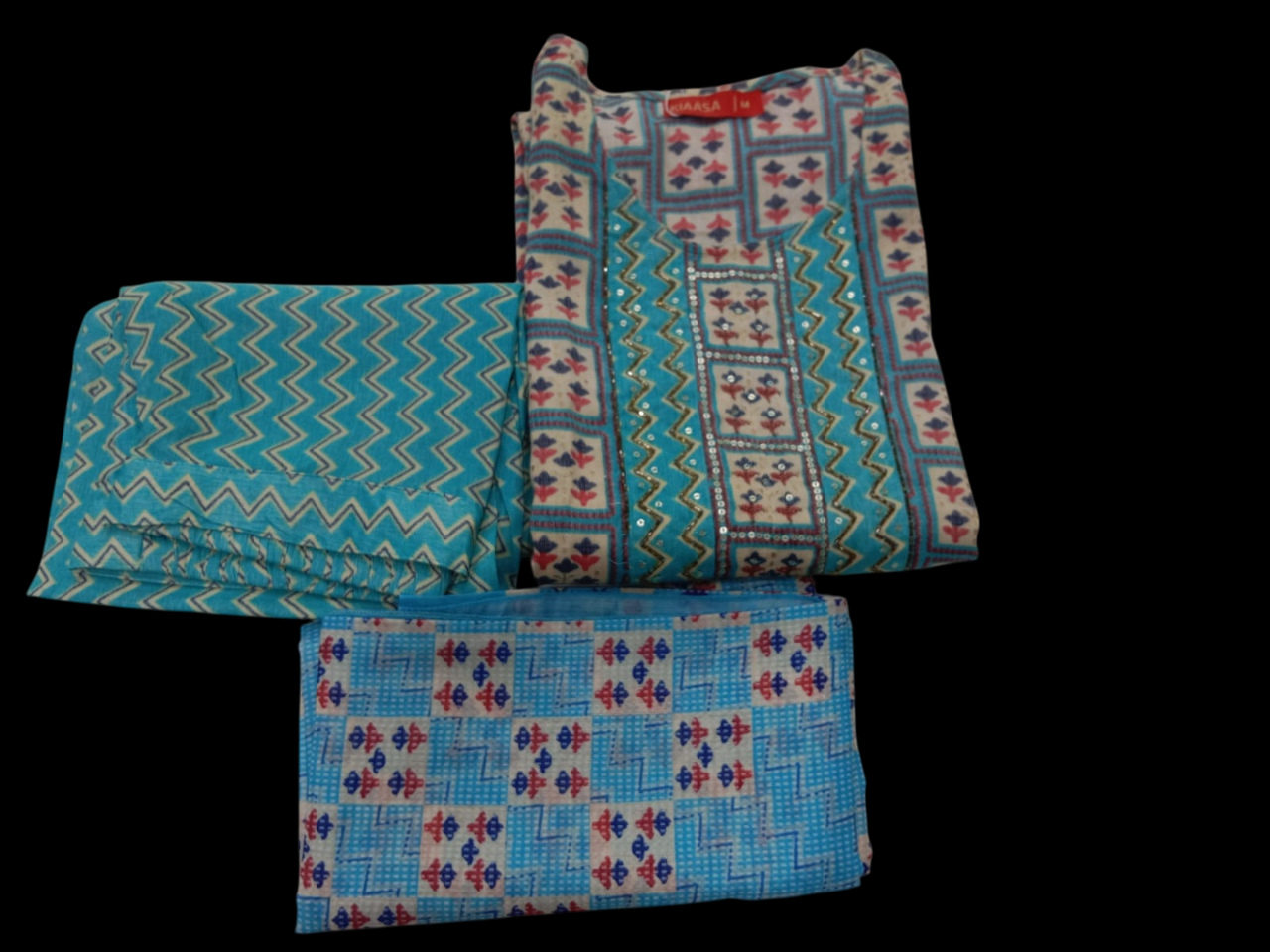 Grey Kurta, with Trousers &; print Dupatta #KS-S25-SK-1108