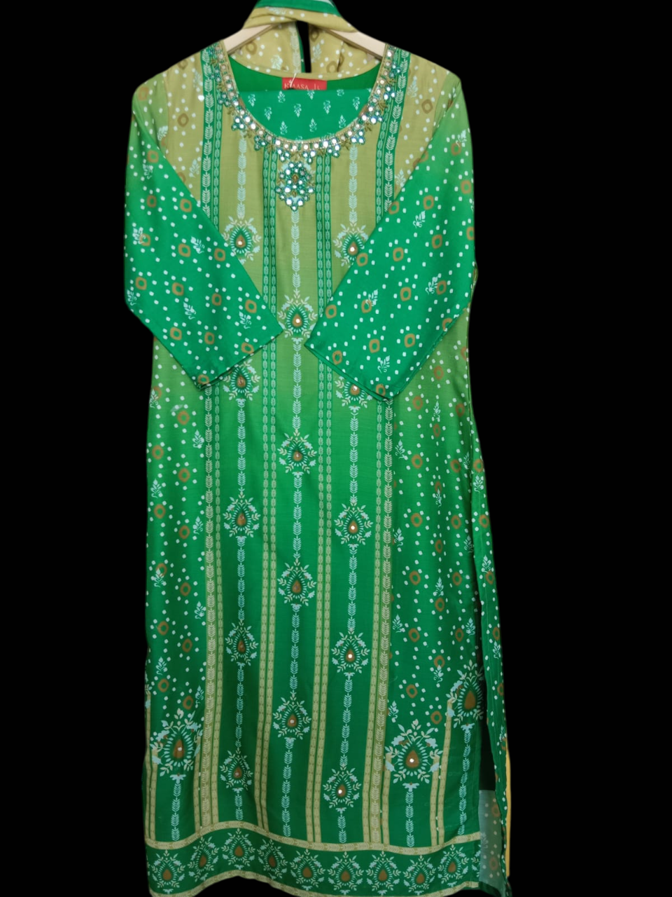 Green, Kurta, with Trousers &; print Dupatta #KS-A24-SK-0871