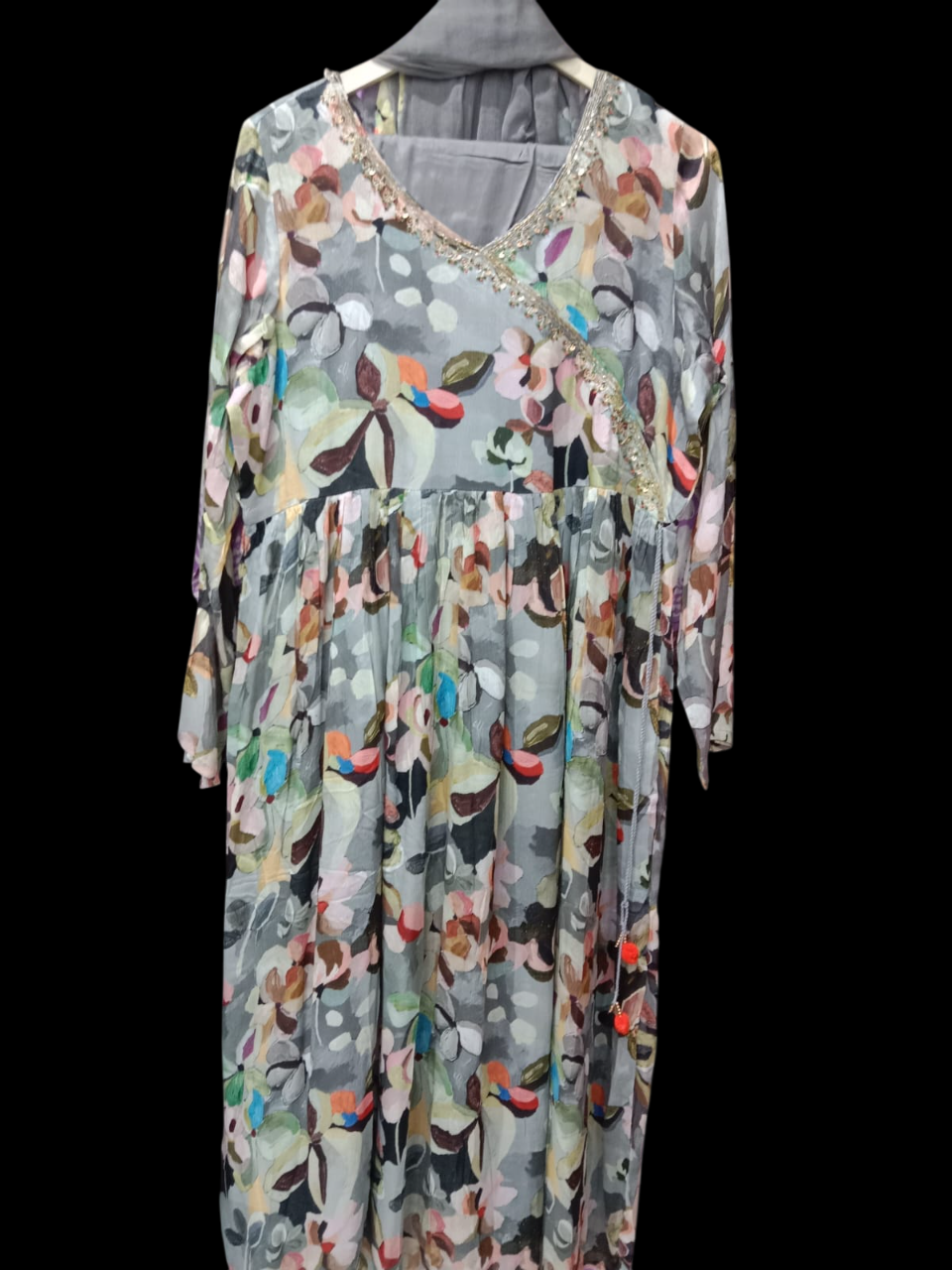 Grey, printed Kurta with Palazzos with dupatta #KS-A24-SK-0529