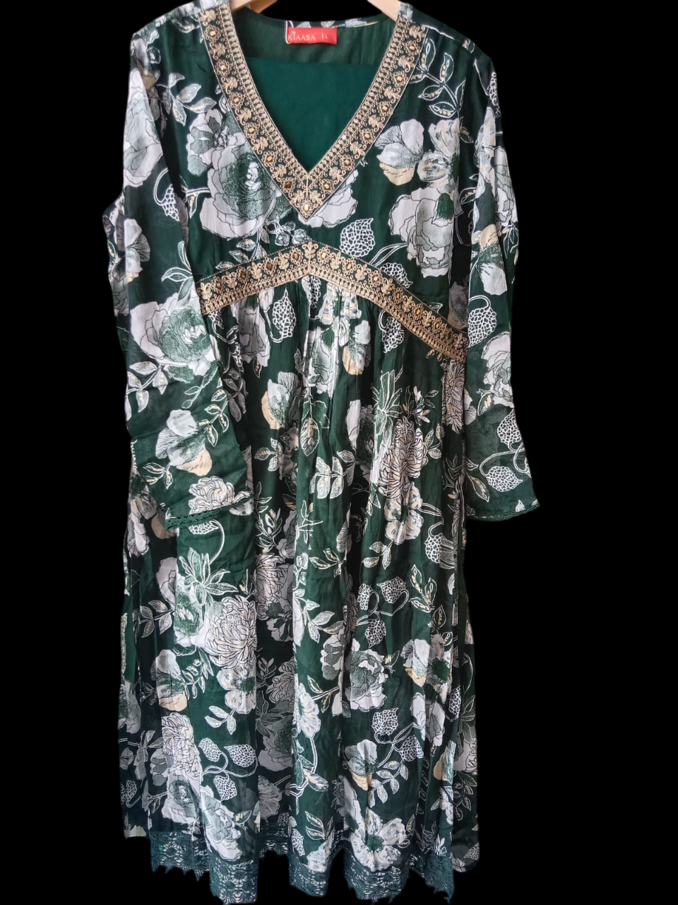 ,Green Aliya-Cut Kurti Pant With Dupatta #KS-A24-SK-0992