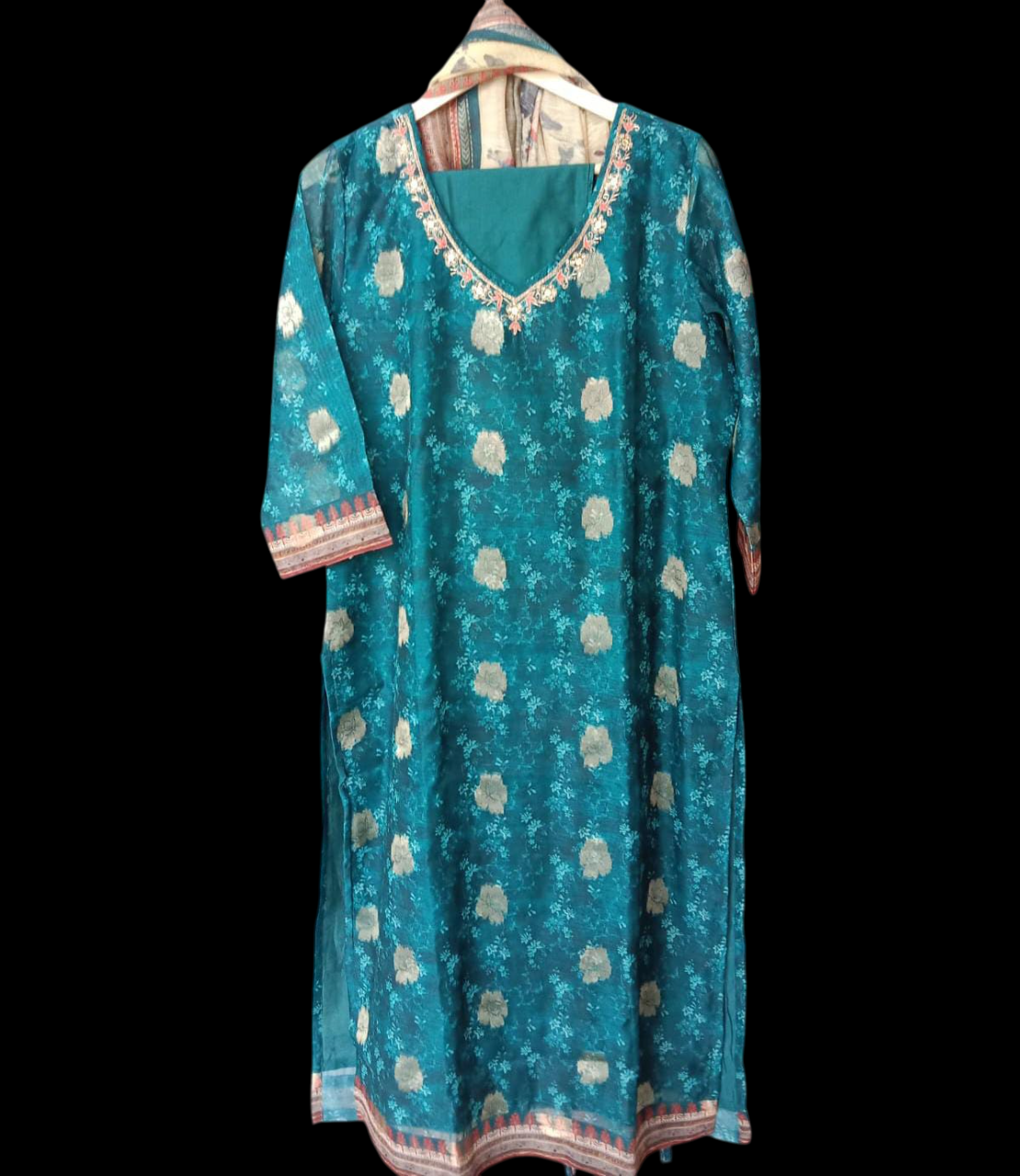 Dark green Embroidered Kurta with Trousers & Dupatta #KS-A24-SK-0107