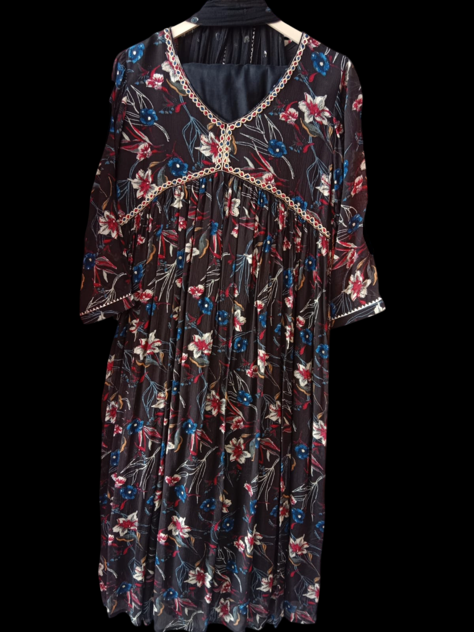 Aliya cut Embroidered Kurta with Trousers & Dupatta# ks-a24-sk-1084