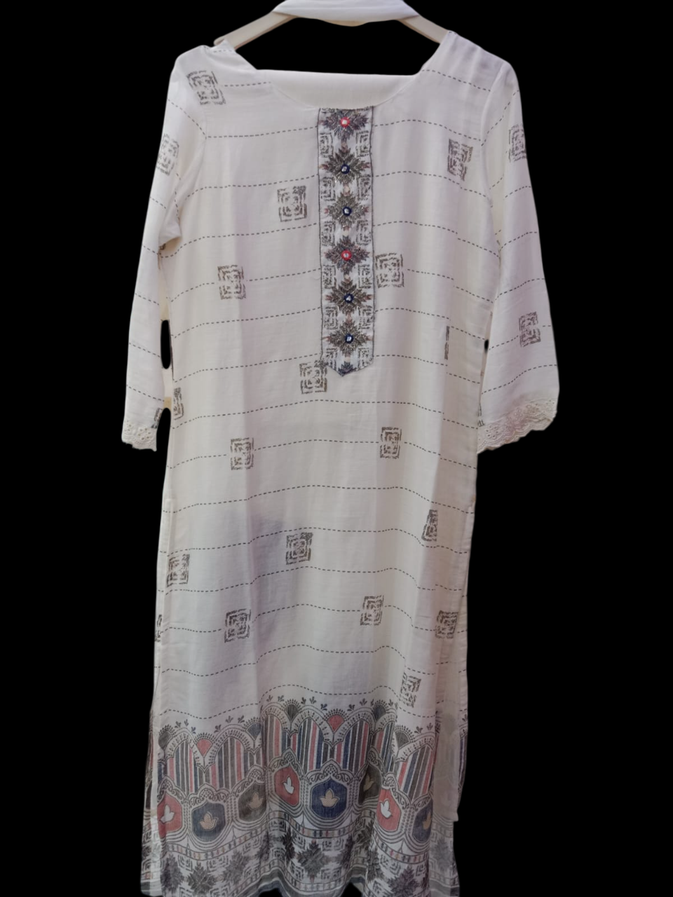Embroidered Kurta with Trousers & Dupatta# KS-A24-SK-0349