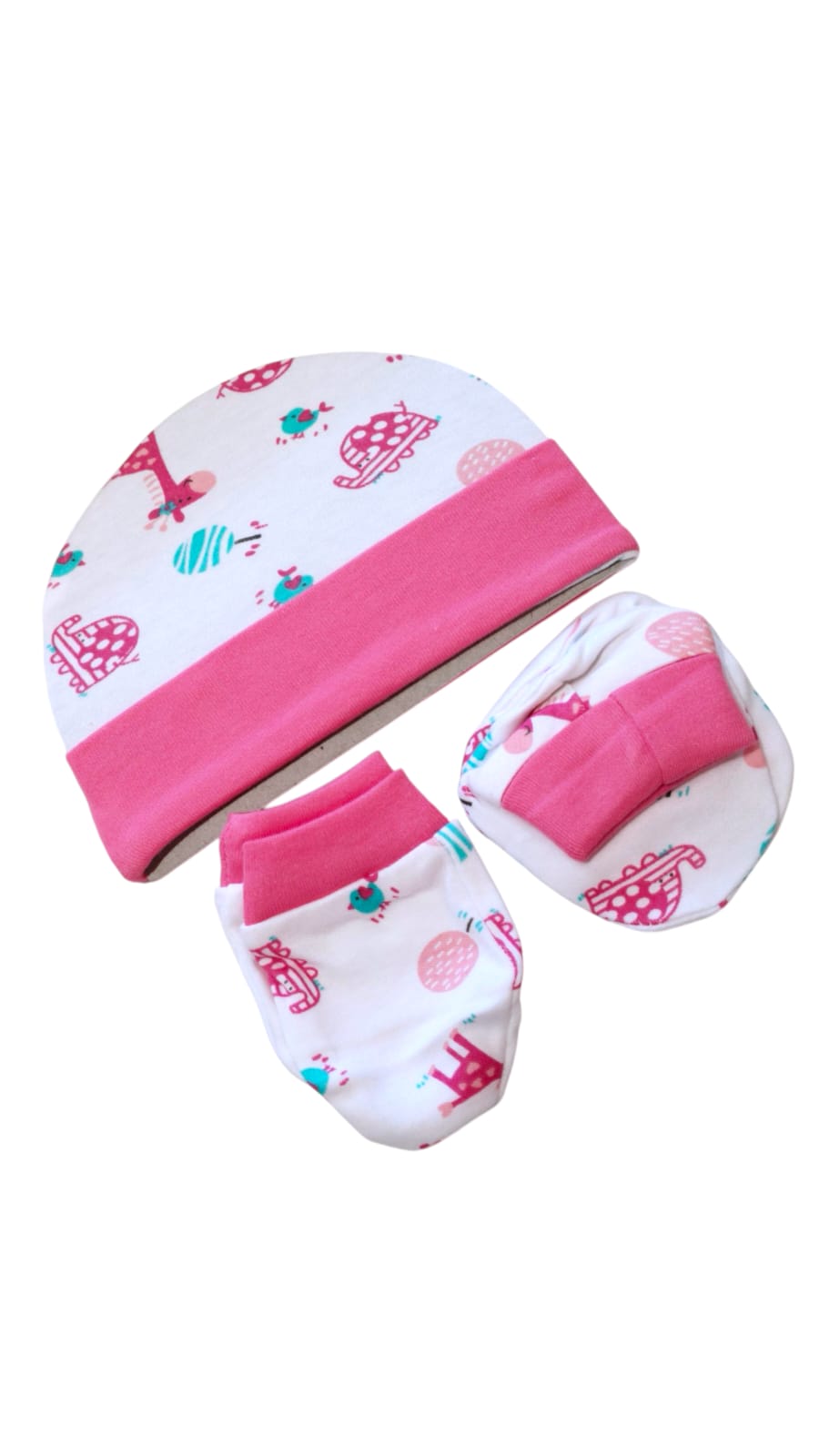 Designer Cap Mitten Bootie Set For New Born Baby | 0-3 Months | Pack of 1