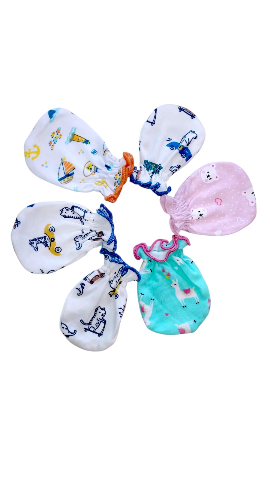 100% Soft Cotton Baby Mittens Anti-Scratch Hand Gloves Wrist Band for Newborn 0-6 Months for Boys & Girls Essentials|Breathable skin