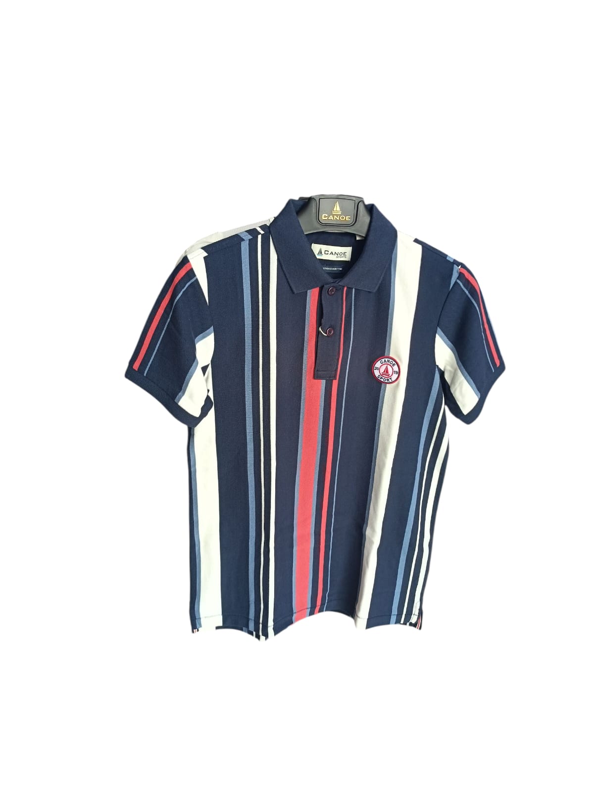 Canoe Men Short Sleeve Polo Neck Striped Pattern T-Shirt # TSH-LEWI-N1