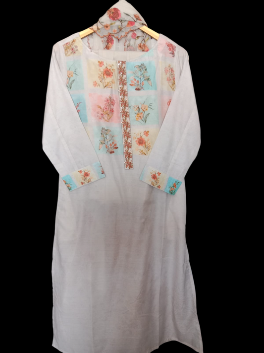 Embroidered Kurta with Trousers & Dupatta #KS-SS25-SK-0001