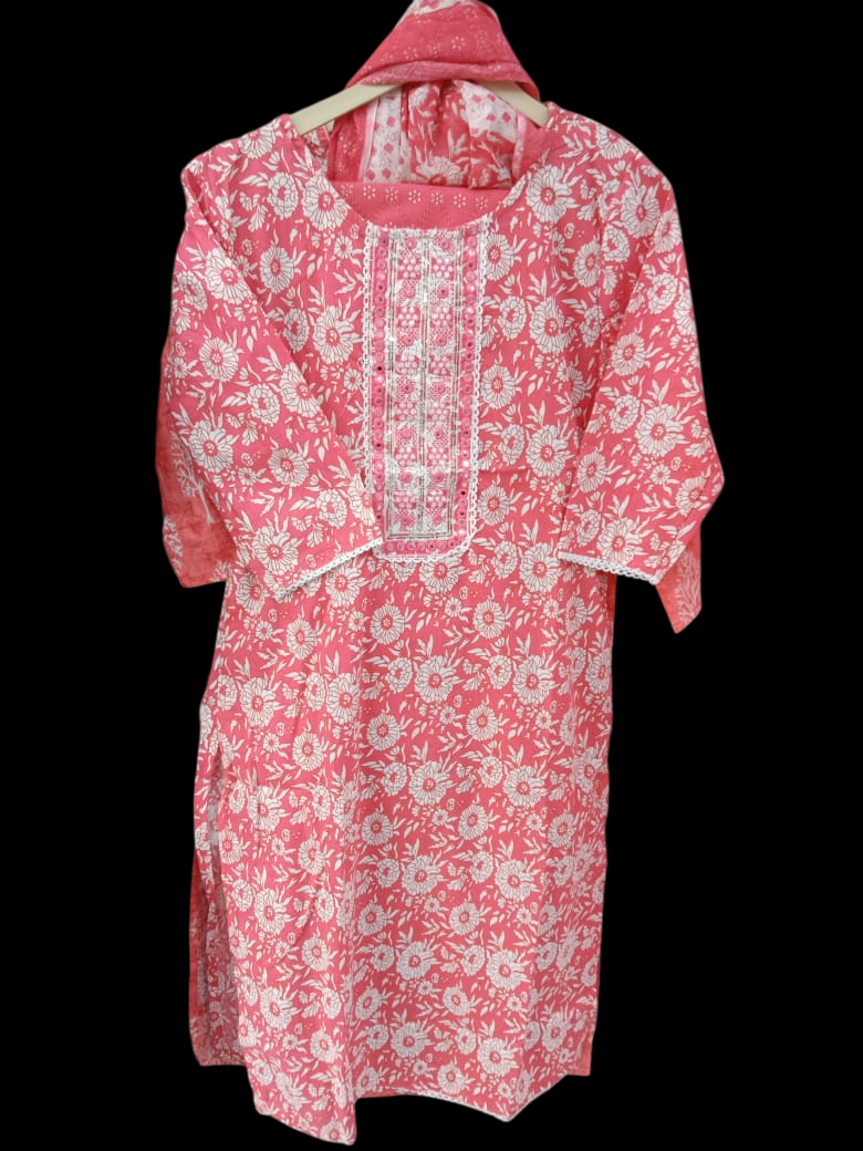 Embroidered Kurta with Trousers & Dupatta#KS-AW25-SK-0047