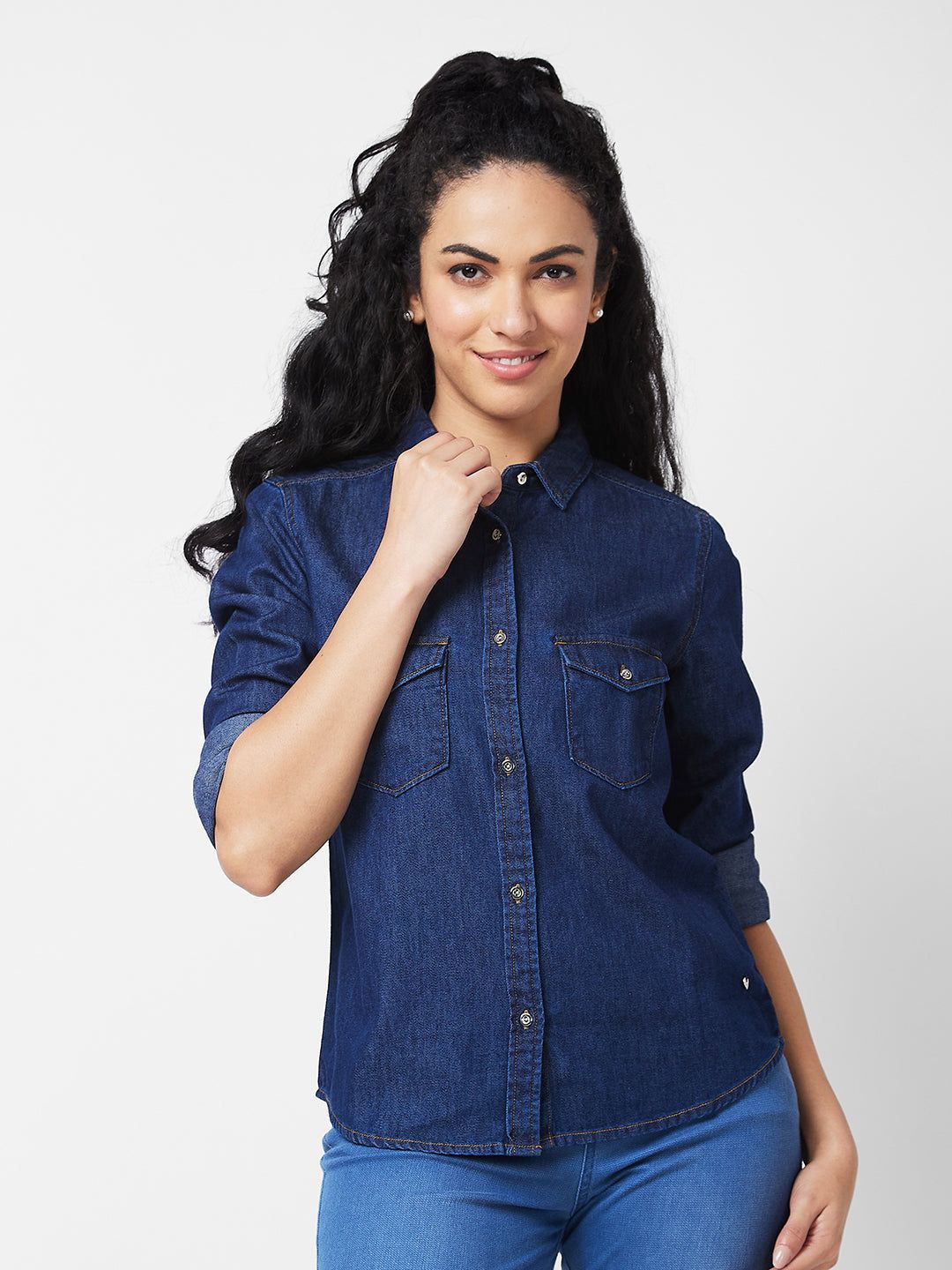 Spykar Blue Indigo Shirt For Women#WSHD1BD092