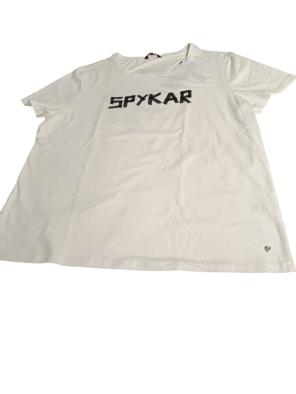 Spykar Round Neck Half Sleeves White T-shirt For Women #WKTBC1BD058
