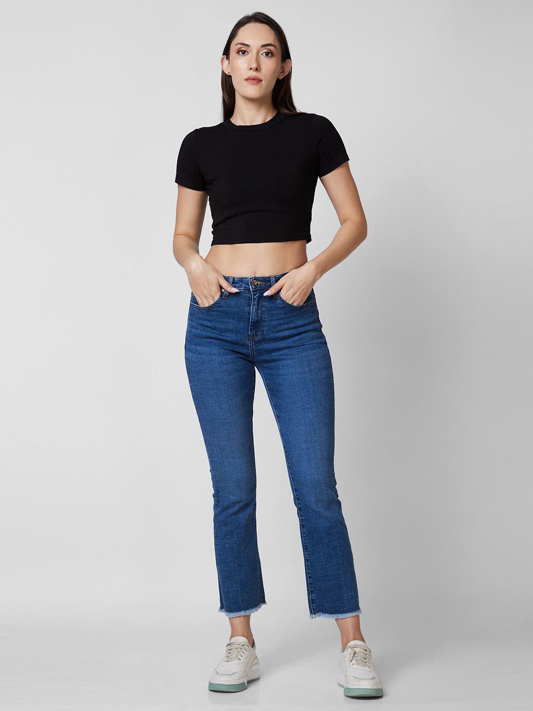 Spykar Mid Rise Bootcut Fit Blue Jeans For Women #WDELI1BD254