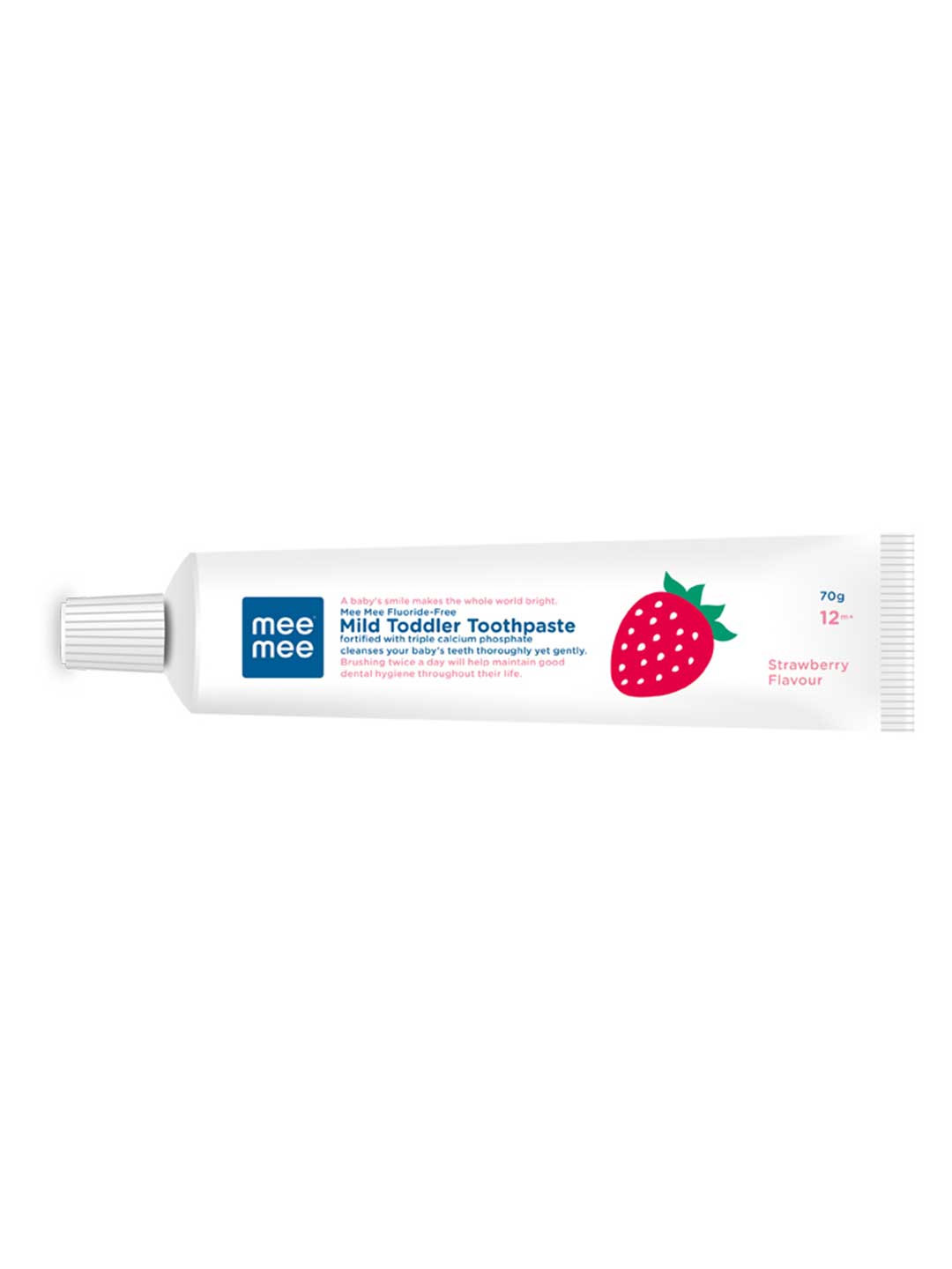 Mee Mee Fluoride-Free, Fortified with triple calcium phosphate Strawberry Flavor Oral care Toothpaste,