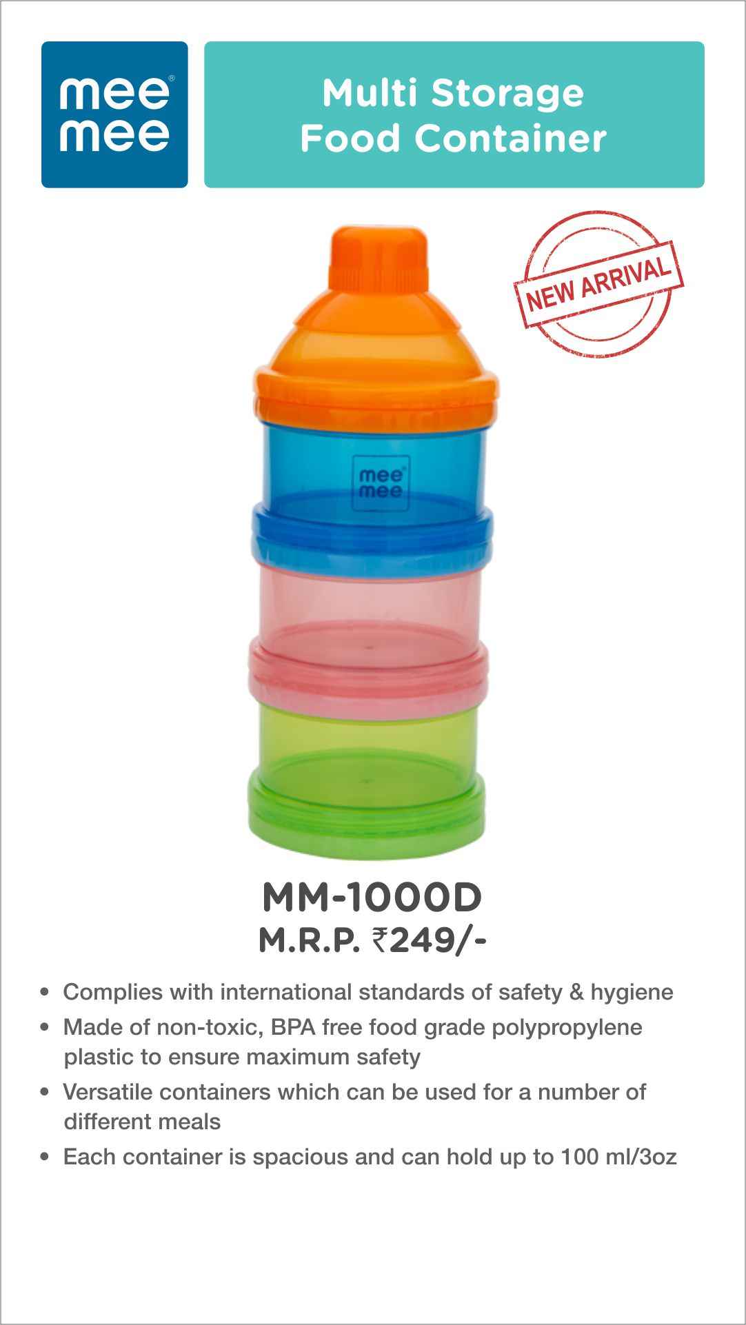 Mee Mee Multi Storage Milk Powder & Food Container | Microwavable Baby Food Box |