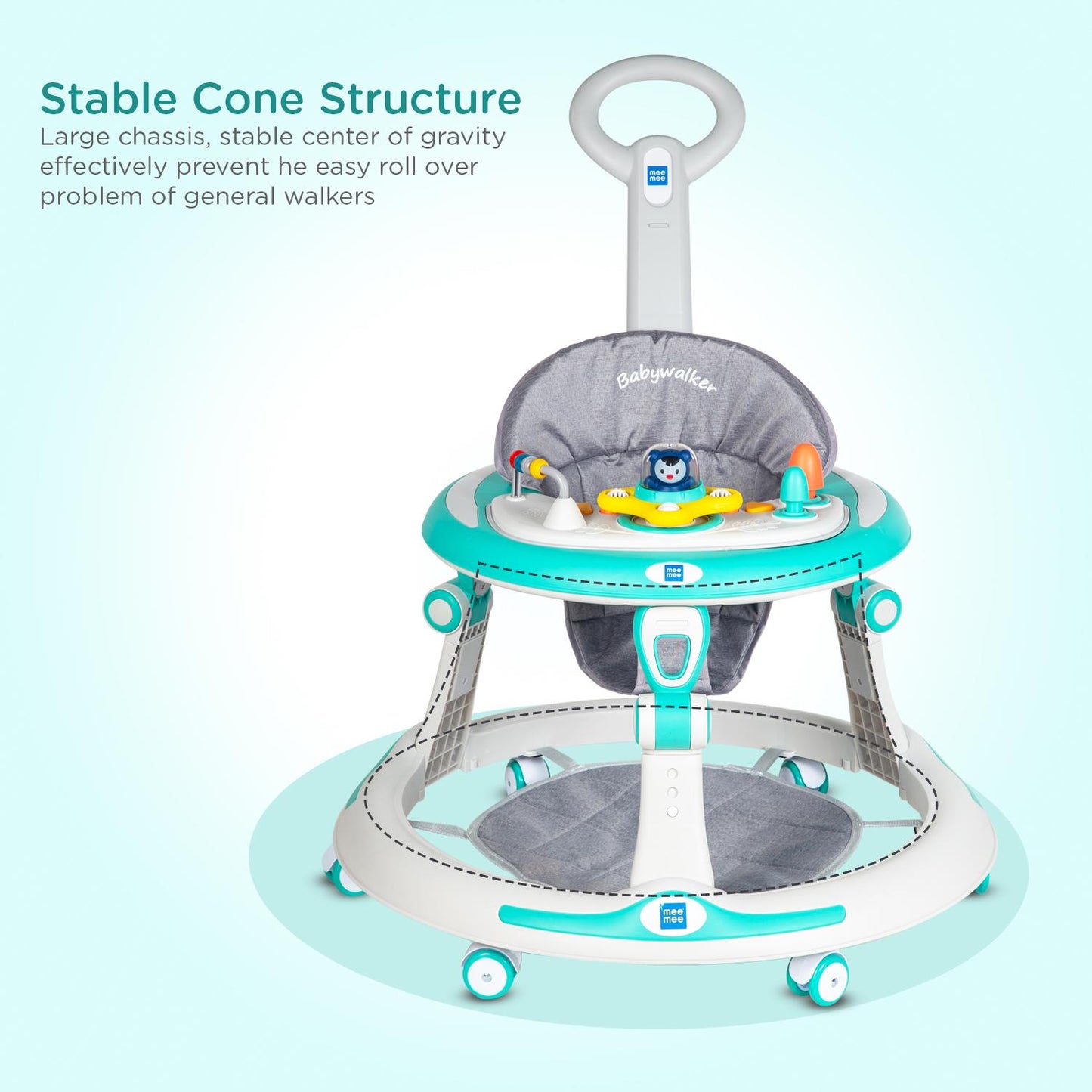 Mee Mee Baby Walker with Push Handle & Music – Safe & Fun Activity Walker