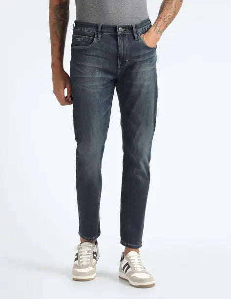 FLYING MACHINE  Men Tapered Fit Mid Rise Dark Blue Jeans FMJEN2578
