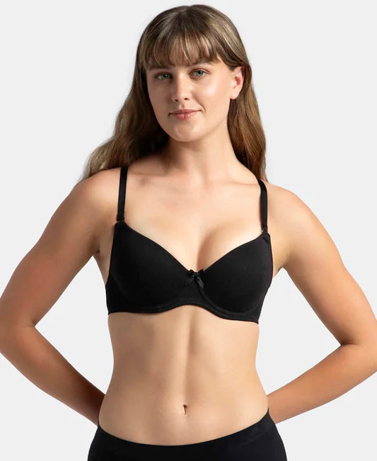 #1245 Under-Wired Padded Super Combed Cotton Elastane Stretch Medium Coverage T-Shirt Bra with Detachable Straps